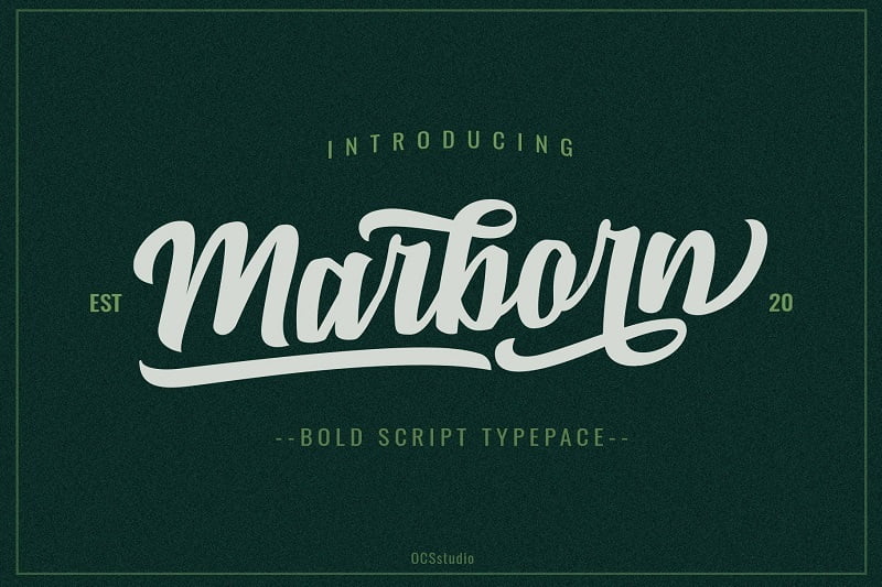 marborn是一款欧式复古风格的手写连笔英文字体,粗体优美的线条十分