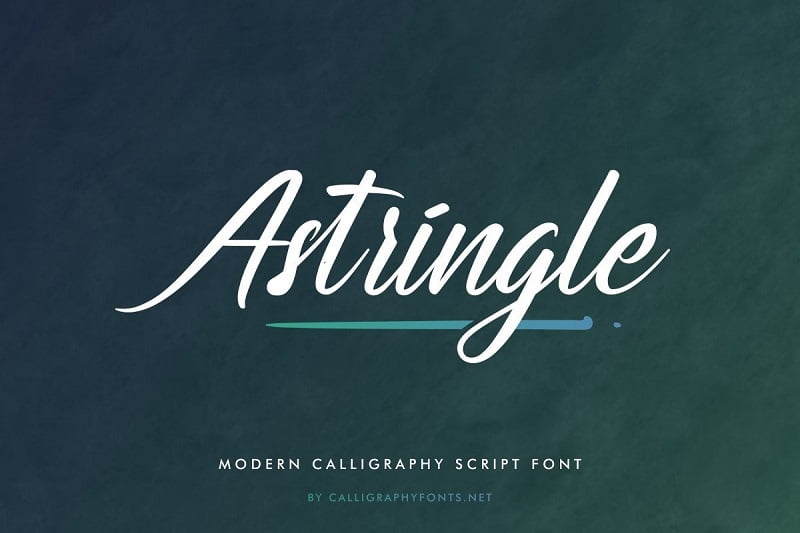 astringle斜体艺术手写画笔手绘英文字体 logo设计常用字母