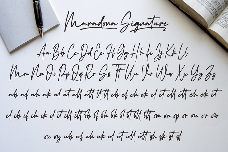 maradona记号笔风格书法手写自然笔迹英文字母效果的连写签名英文