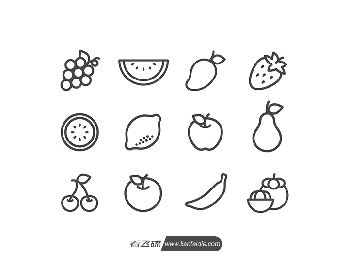 12个卡通水果图标（Ai＆Sketch）