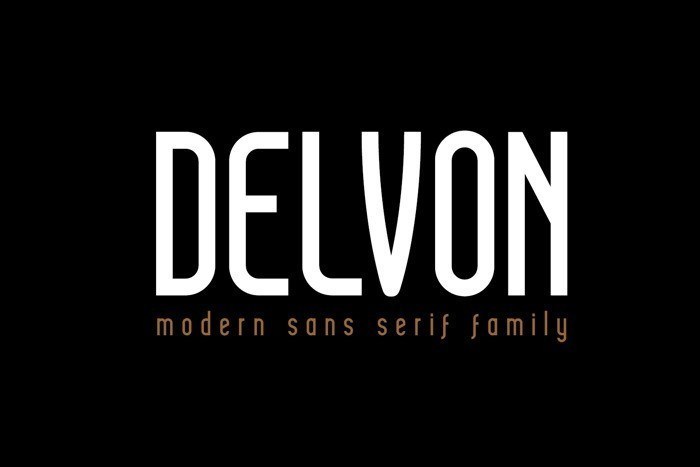 Delvon极简时尚的等线瘦长英文字体