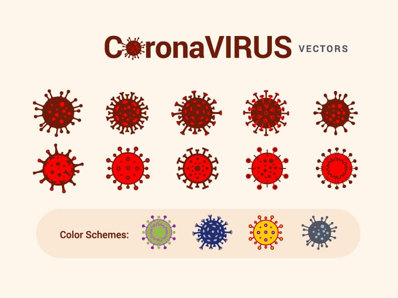 10个彩色新冠病毒矢量图标素材