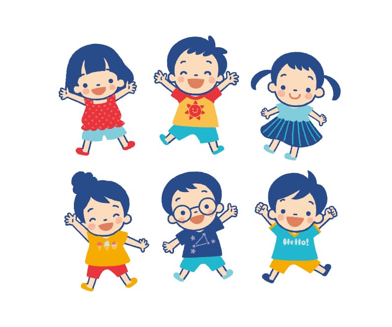 6个幼儿园小朋友卡通ai矢量图素材