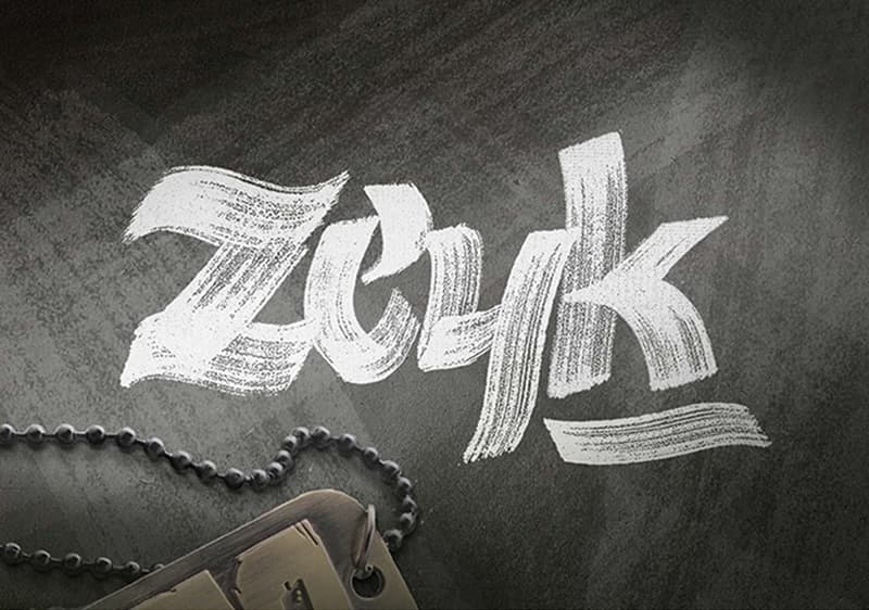 Zeyk大气粗糙的英文毛笔书法字体