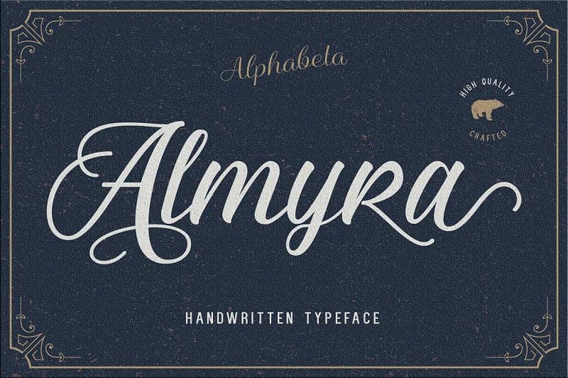 Almyra鹅毛笔花式手写英文复古字体