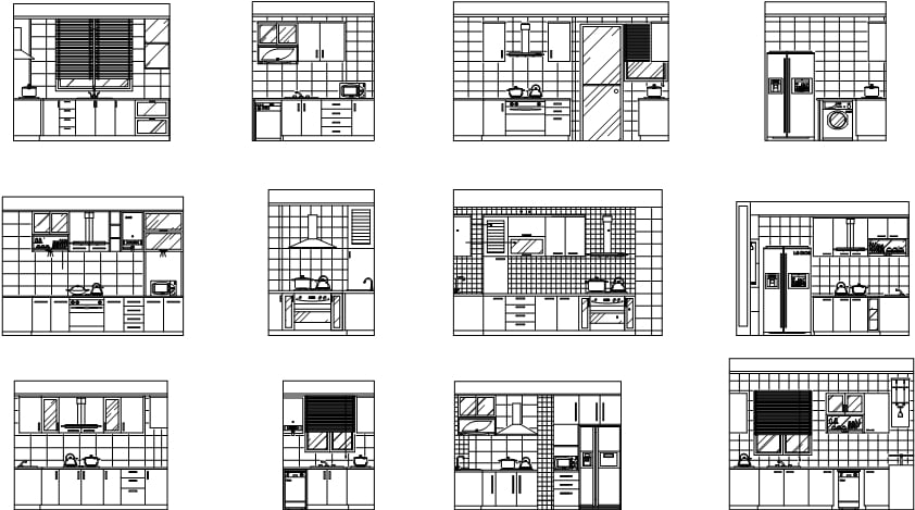 厨房家具设施布局CAD设计图块