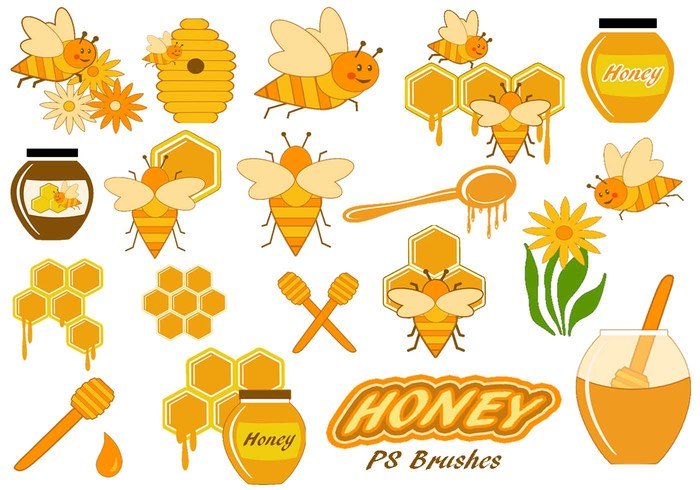 20个可爱的蜂蜜产品PS笔刷笔触素材打包下载
