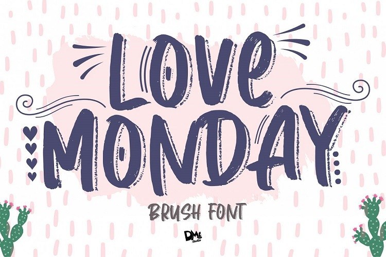 Love Monday粗体卡通可爱的毛笔刷英文字母书法字体下载
