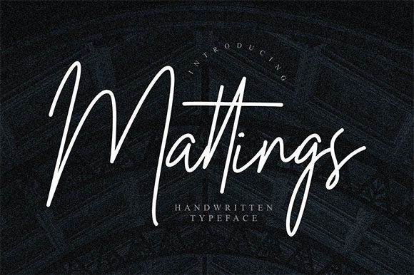 Mattings纤细文艺的连笔手写个性签名效果英文字体下载