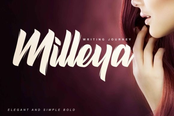 Milleya粗体大气毛笔效果的手写书法连笔英文字体下载