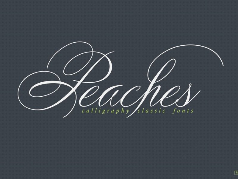 Peaches倾斜样式的花体ps手写英文字体下载