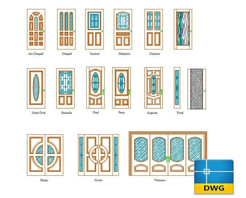 15个欧式古典高档木门cad设计图纸打包下载