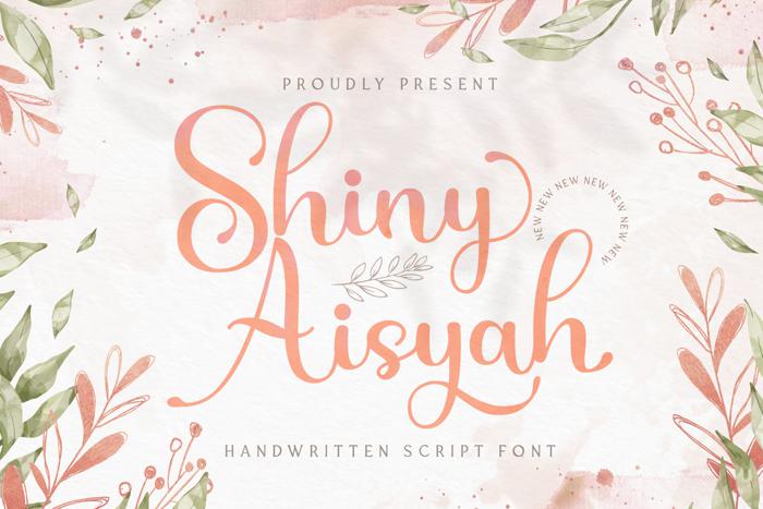 Shiny Aisyah婚纱照摄影常用的手写花体英文字体下载