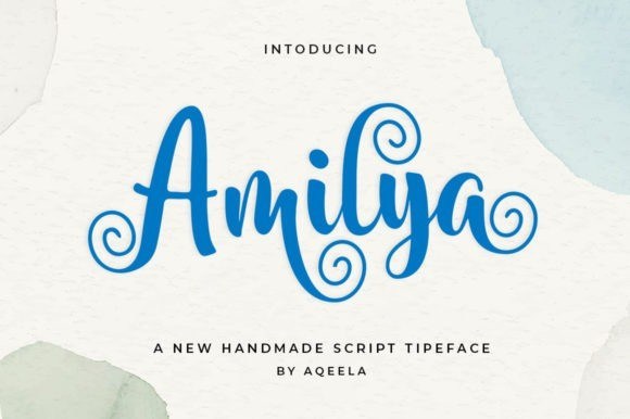 Amilya休闲LOGO设计粗体手写螺旋线条英文字体下载