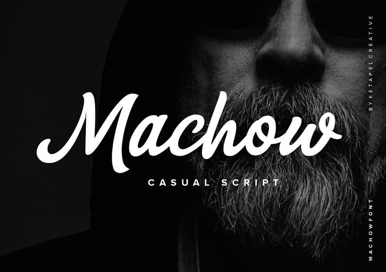 Machow实用创意粗体连笔书法手写设计传统英文字体下载