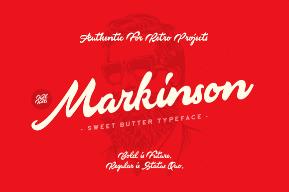 Markinson经典复古英文字母手写粗体logo设计字体下载