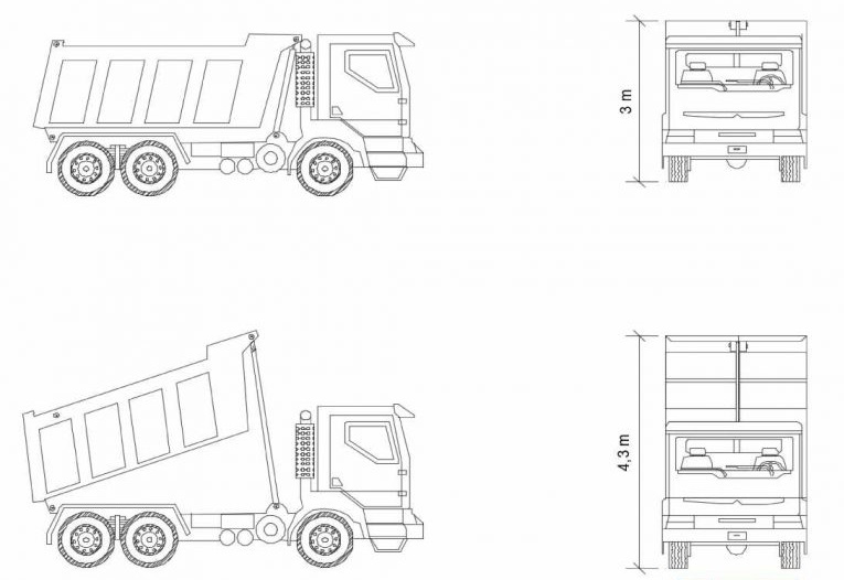 运煤拉沙运输大货车cad图纸平面图设计素材下载