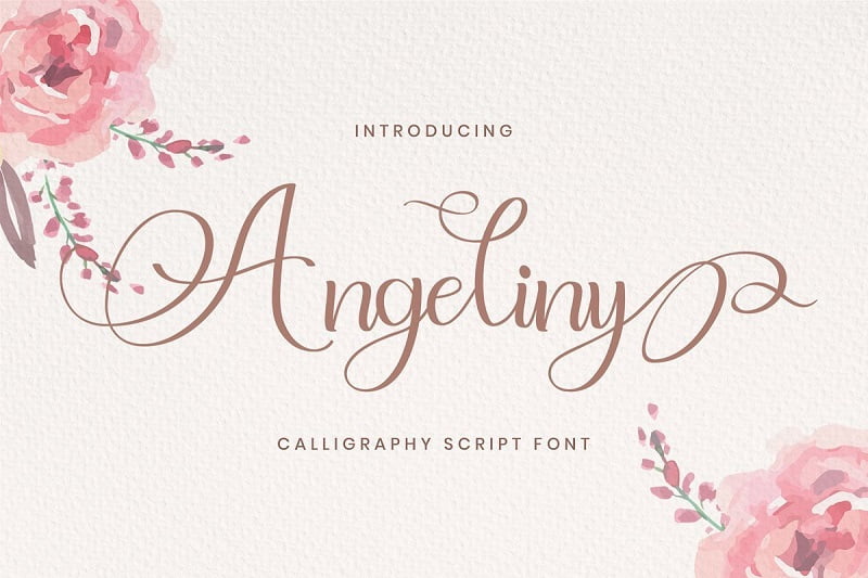 Angeliny婚礼相册设计花体书法手写英文字体下载