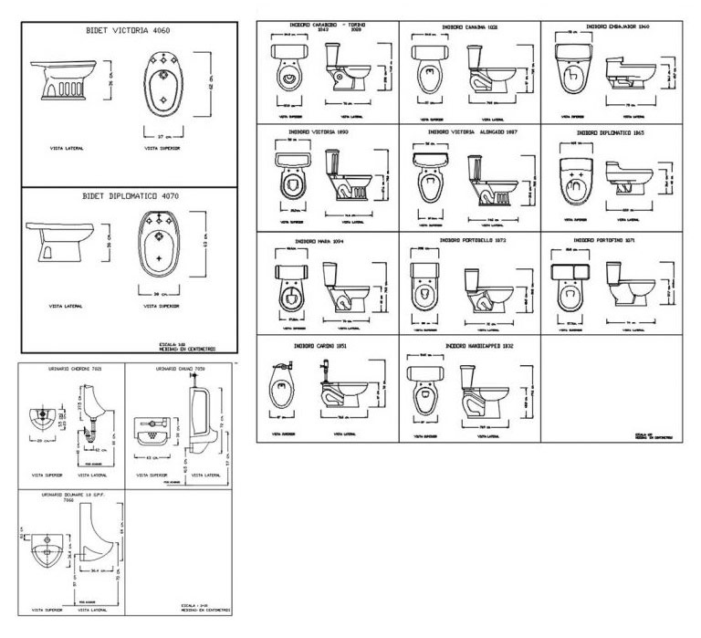 16套坐式马桶平面cad图块合集