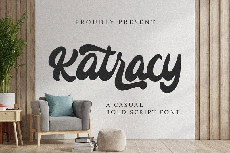 Katracy随意画笔手写涂鸦粗体个性英文字体 咖啡馆装饰字母