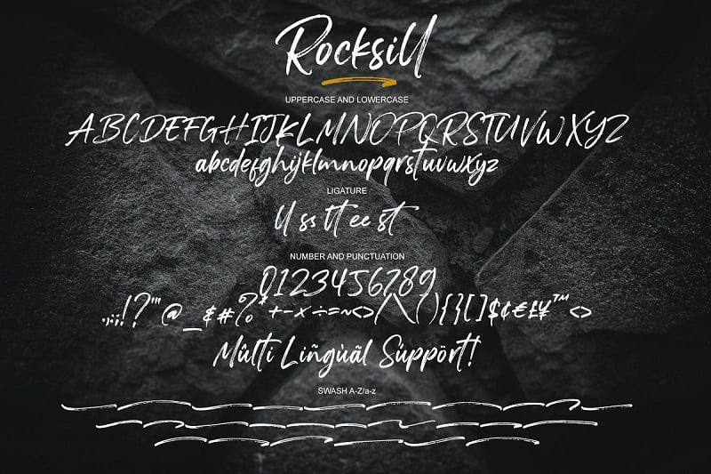 Rocksill笔刷纹理自然手写风格英文字体