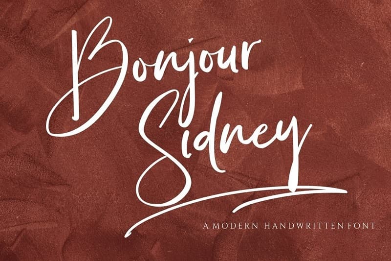 Bonjour Sidney现代时尚女性手写书法英文字体下载