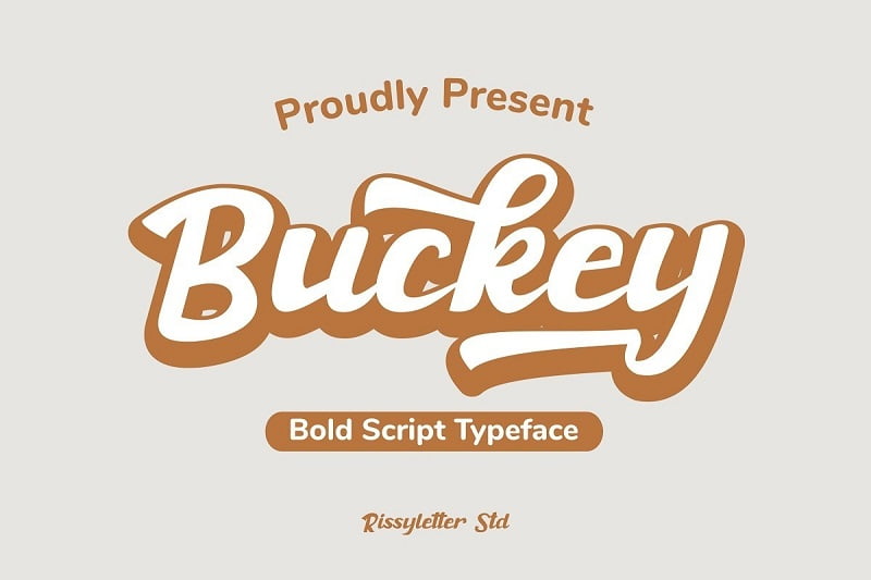 Buckey复古招牌标题字母书法手写英文字体