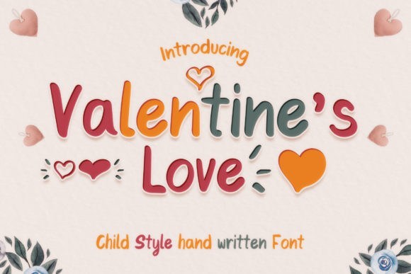 Valentine’s Love爱情浪漫手写卡通英文字母设计英文字体下载