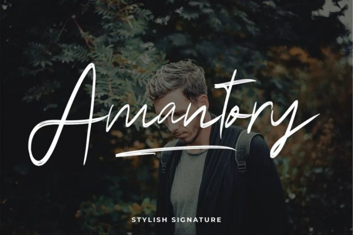 Amantory摄影ins风格软头笔签名潇洒艺术字母手写英文字体免费下载