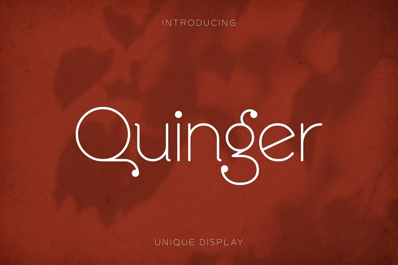 Quinger极简主义纤细花式英文字体_适用于包装设计logo