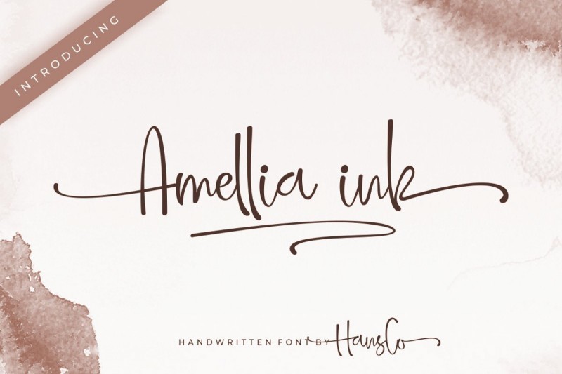英文字体下载 Amellia Ink 文艺钢笔花式签名字母