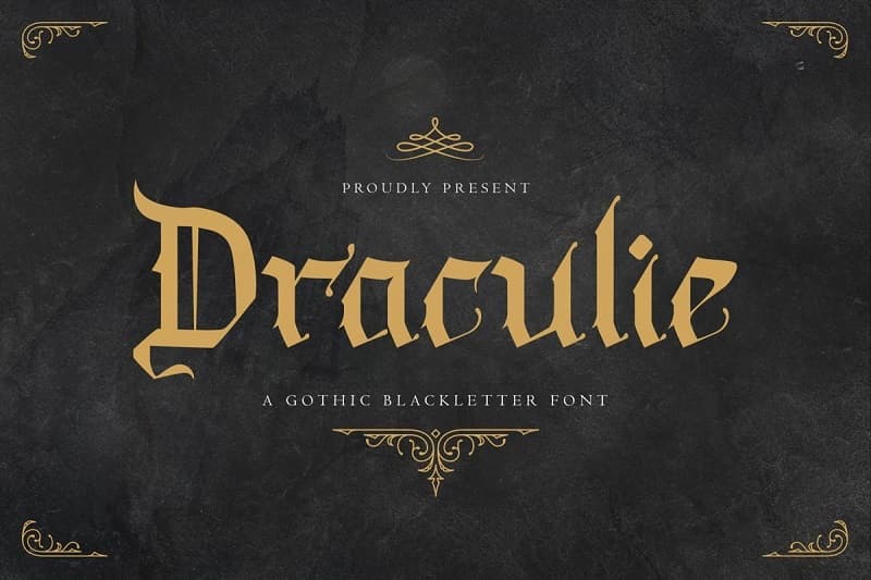 Draculie暗黑风格哥特式字母设计英文字体下载