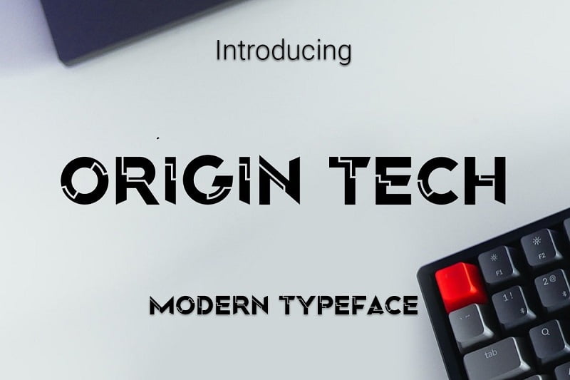 Origin Tech粗体科幻标题设计电路板风格的英文字体下载