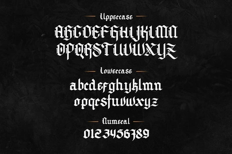 哥特式英文字体下载 Archking 现代暗黑海报标题设计另类字母
