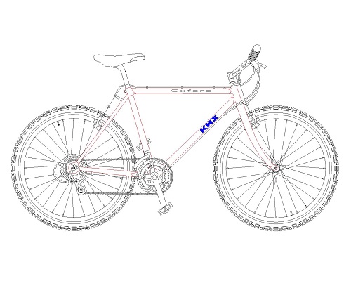 山地车cad平面图纸 越野自行车设计图块dwg源文件下载