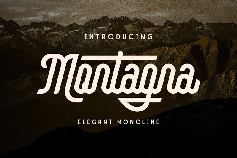 Montagna-花式手写复古-海报包装logo设计-英文字体下载