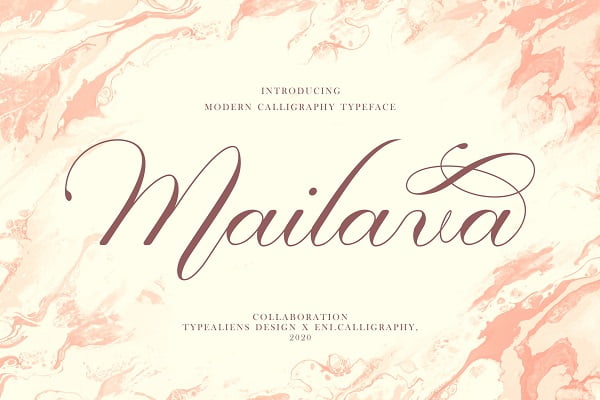 Mailava-漂亮文艺衬线花体字-影楼写真杂志ps设计-英文花式艺术字体下载