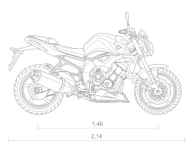 雅马哈 1000-FZ1重机摩托车cad图纸平面设计图纸下载