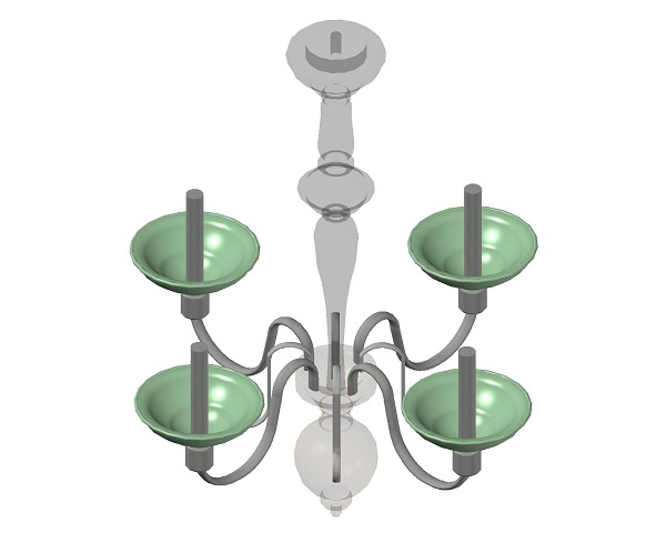 四盏灯的烛台cad 3D图纸下载