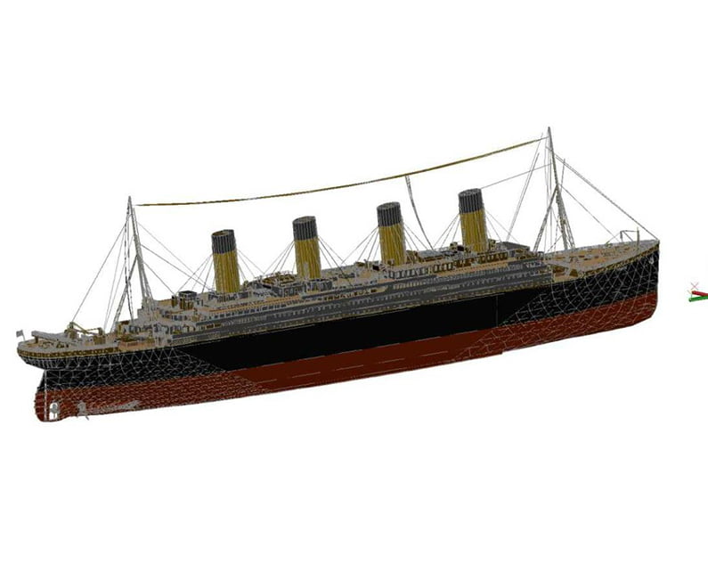 泰坦尼克号cad三维模型下载 dwg蒸汽轮船图纸