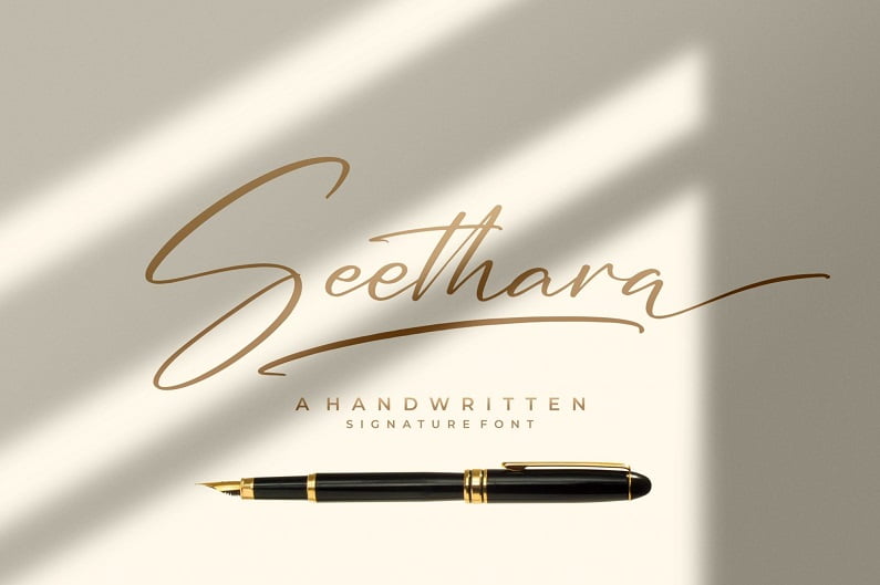 seethara适合名片英文烫金签名的字体 钢笔优雅速写潦草字母